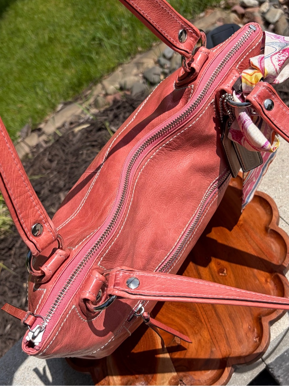 Coach Poppy Glam Tote Pink Glazed Leather 19002 EUC - Picture 6 of 17